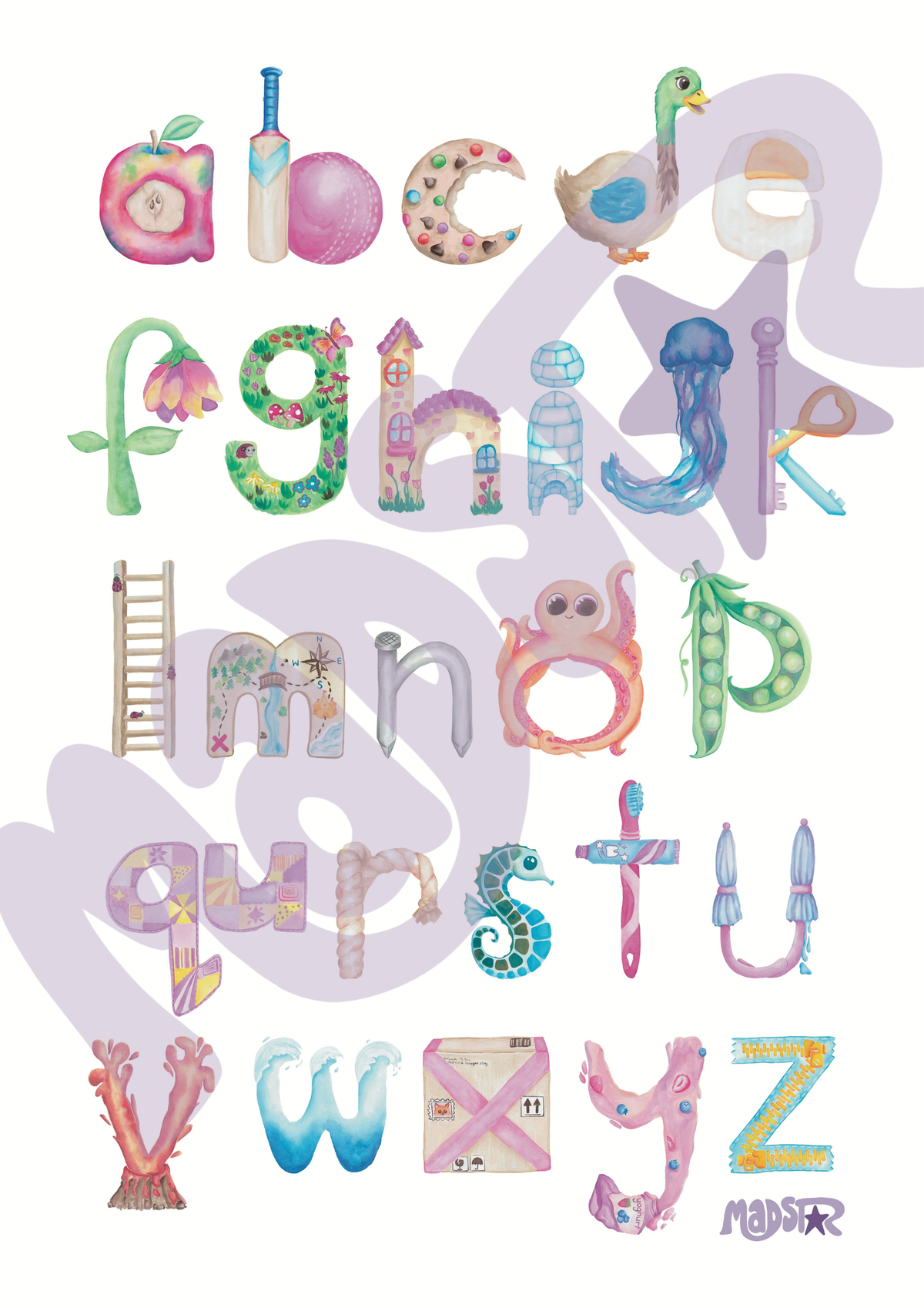 Mnemonic Alphabet Poster - A2 PHYSICAL PRINT